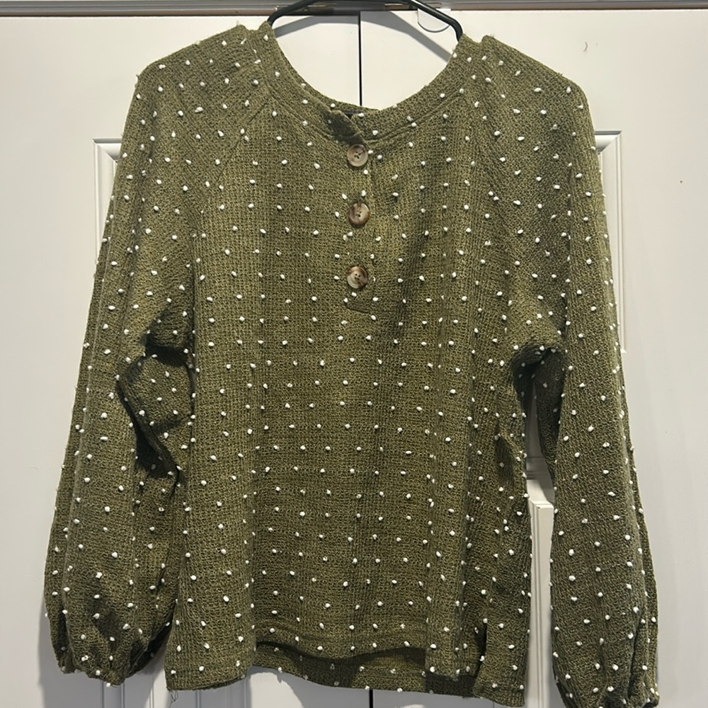 Green polka dot sweater